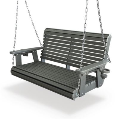 2-Seater 4 FT HDPE Porch Swing, Ultra Weather-Resistant, Heavy Duty 1200 LBS, for Outdoor Patio Garden Yard (Darknight Black)