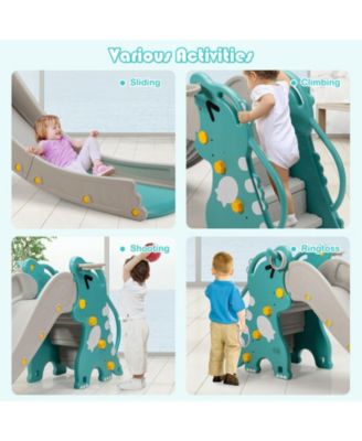 4-in-1 Kids Climber Slide Play Set with Basketball Hoop