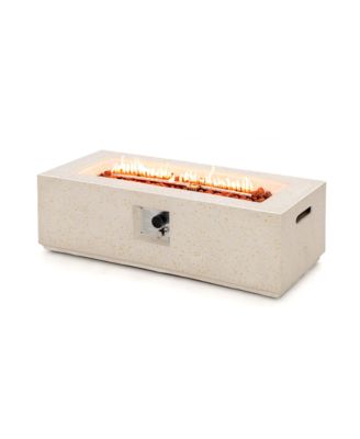 42 Inch 50,000 BTU Rectangle Terrazzo Fire Pit Table with PVC Cover