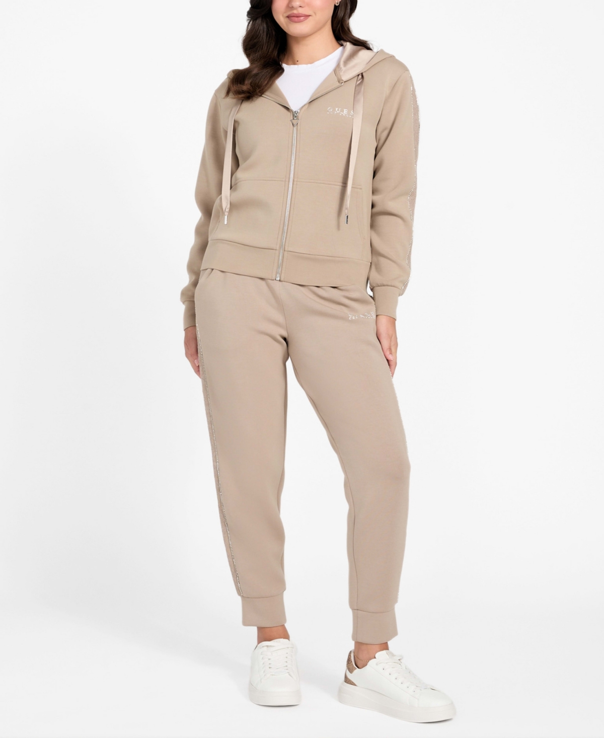 Guess Women's New Victorie Side Lace Detail Embellished Joggers In Neutral