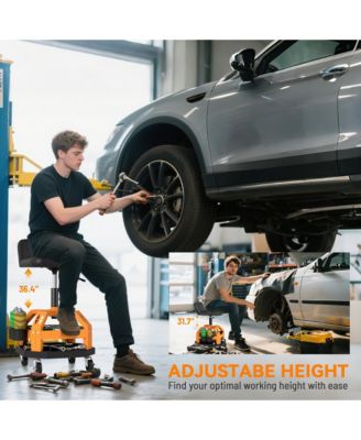 Rolling Mechanic Stool, 300 LBS Capacity Garage Stool,