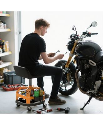 Rolling Mechanic Stool, 300 LBS Capacity Garage Stool,