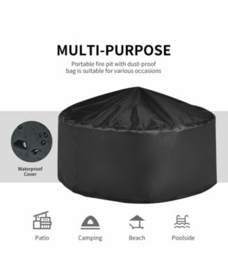 Outdoor Fire Pit with BBQ Grill and High-temp Resistance Finish