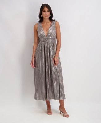 Siena - Women's Metallic Pleated Maxi Dress