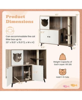 Cat Litter Box Enclosure 5-in-1 Enlarged Cat Litter Cabinet Furniture