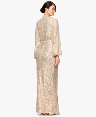 Women's Sequin V-Neck Long Bell Sleeve Dress