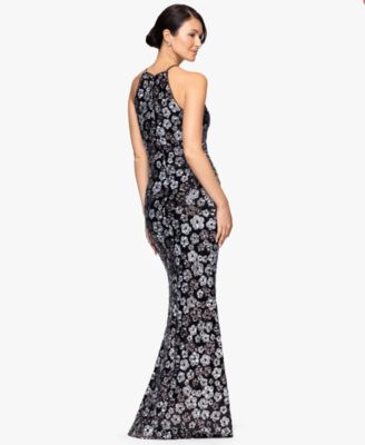Women's Sequin All-Over Flower Long Dress