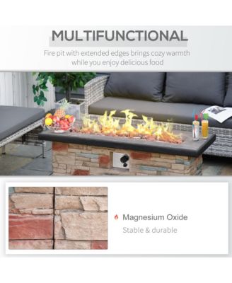 48" Propane Gas Fire Pit Table for Patio w/ Cover and Lava Rocks