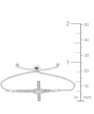 Diamond Cross Bracelet (1/6 ct. t.w.) in Sterling Silver and 14k Gold-Plated Sterling Silver (also in Sterling Silver)