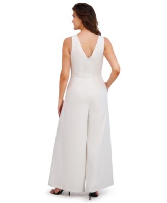 Women's V-Neck Pleated Wide-Leg Jumpsuit