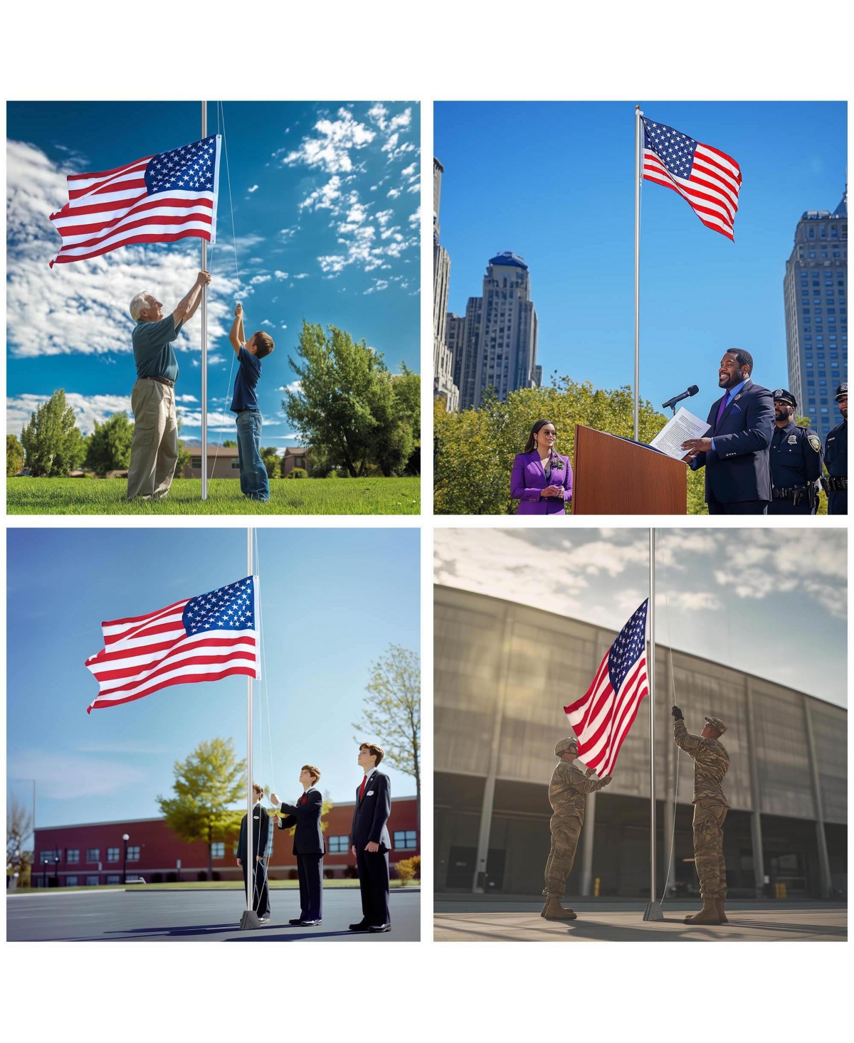 Yescom Bravery 30ft 13 Gauge Sectional Flag Pole Kit Aluminum for Outside House