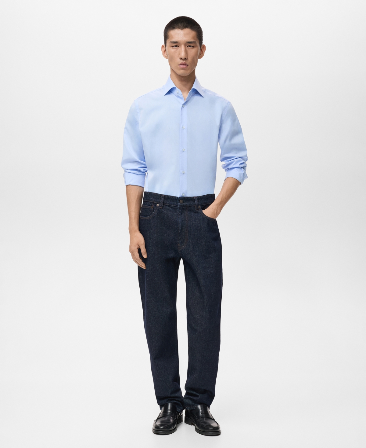 Mango Men's Cotton Slim-fit Shirt In Blue