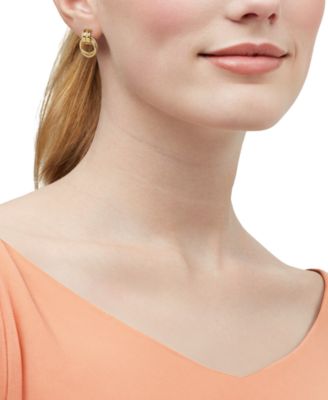 Polished Doorknocker Stud Drop Earrings in 18k Yellow Gold-Plated Sterling Silver