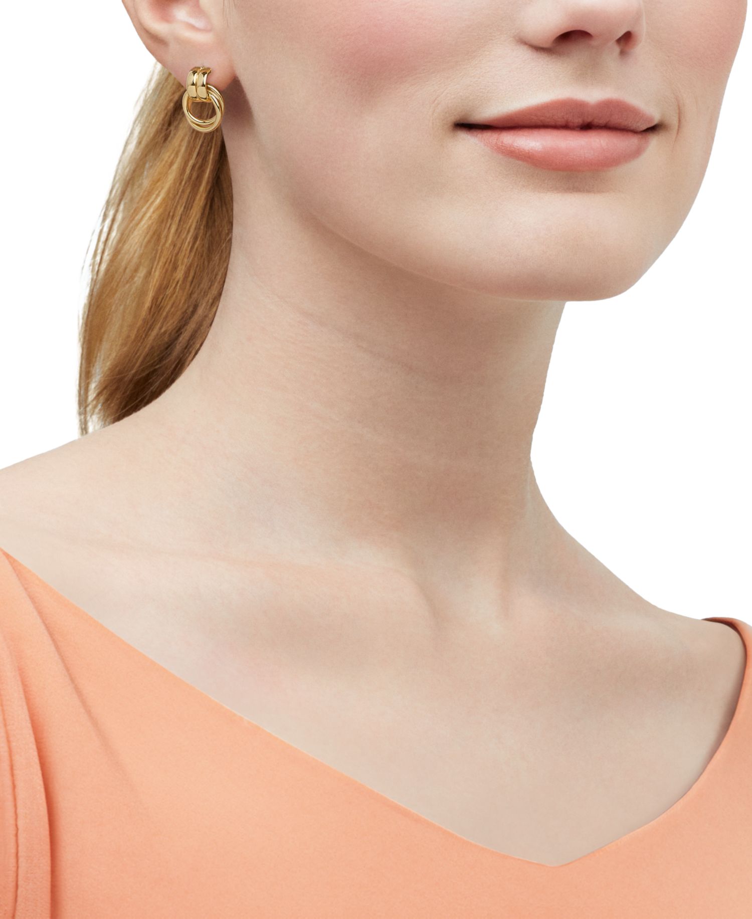 Polished Doorknocker Stud Drop Earrings in 18k Yellow Gold-Plated Sterling Silver