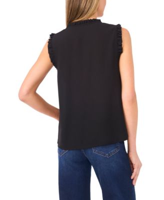 Women's Short-Sleeve V-Neck Button Down Top