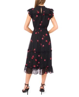 Women's Flutter Sleeve Smocked Waist Midi Dress