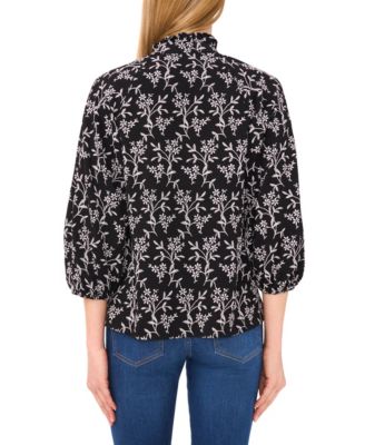 Women's Raglan 3/4-Sleeve Ruffle Neck Top