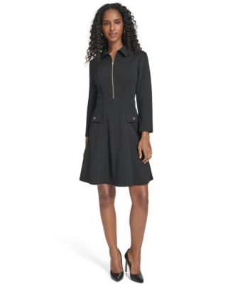 Women's Zip-Front Fit and Flare Dress