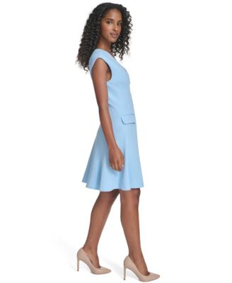 Women's V-Neck Fit and Flare Dress