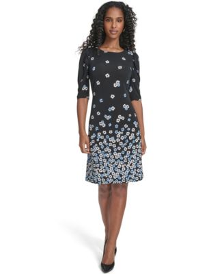 Women's Floral Print Crewneck Shift Dress