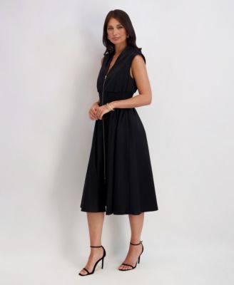 Women's Taffeta V-Neck Midi Dress