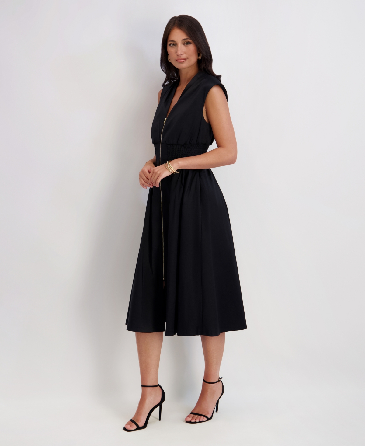 kensie Women's Taffeta V-Neck Midi Dress