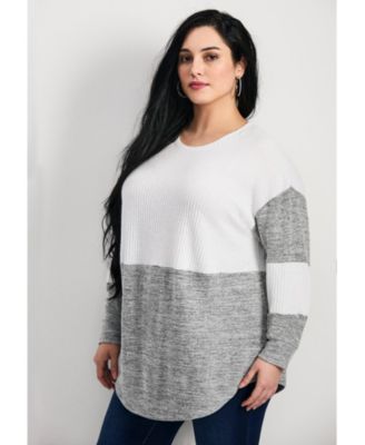 Women's Plus Size Leisure Splice Hacci Top