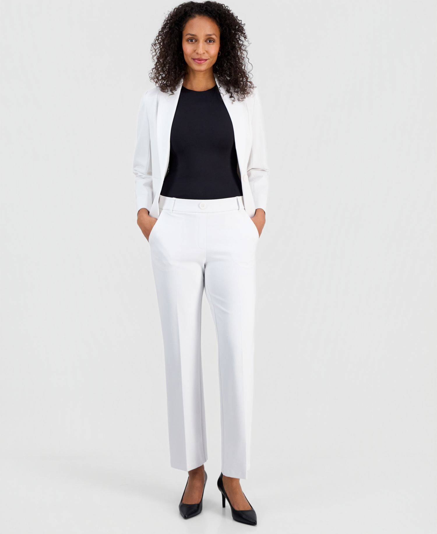 Women's Mid-Rise Pull-On Straight-Leg Pants