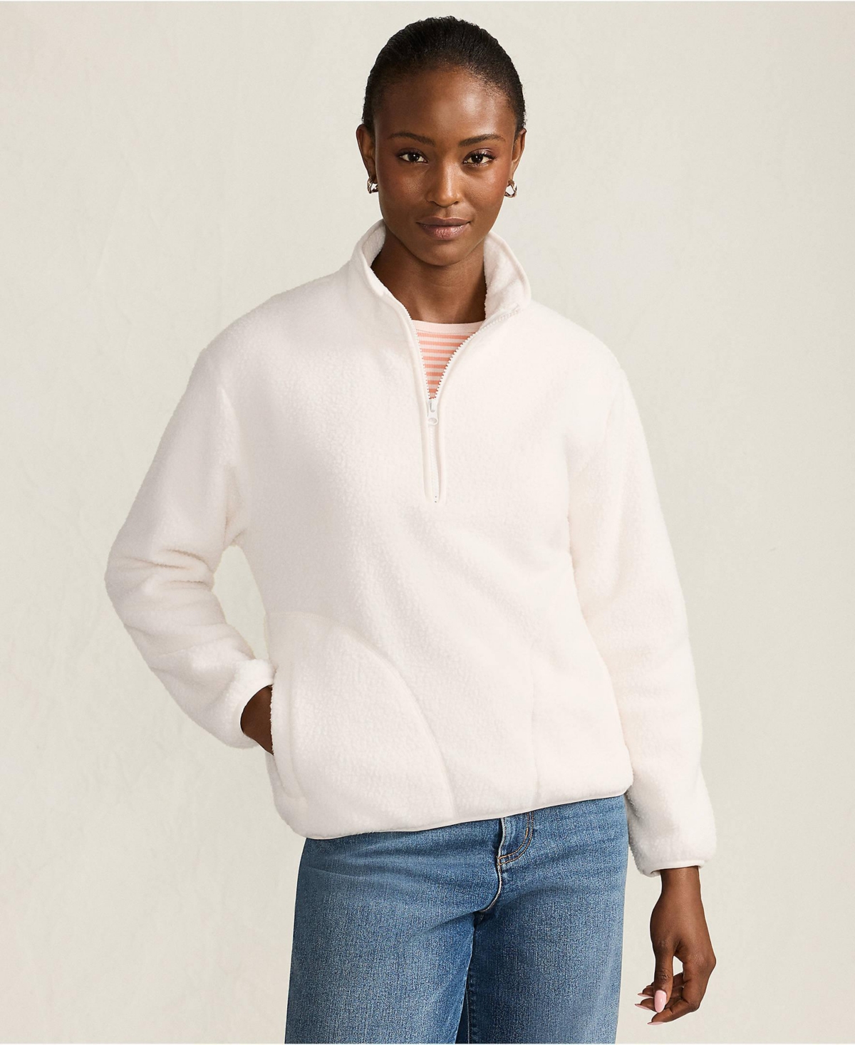 Lands' End Women's Half Zip Cozy High Pile Fleece Pullover