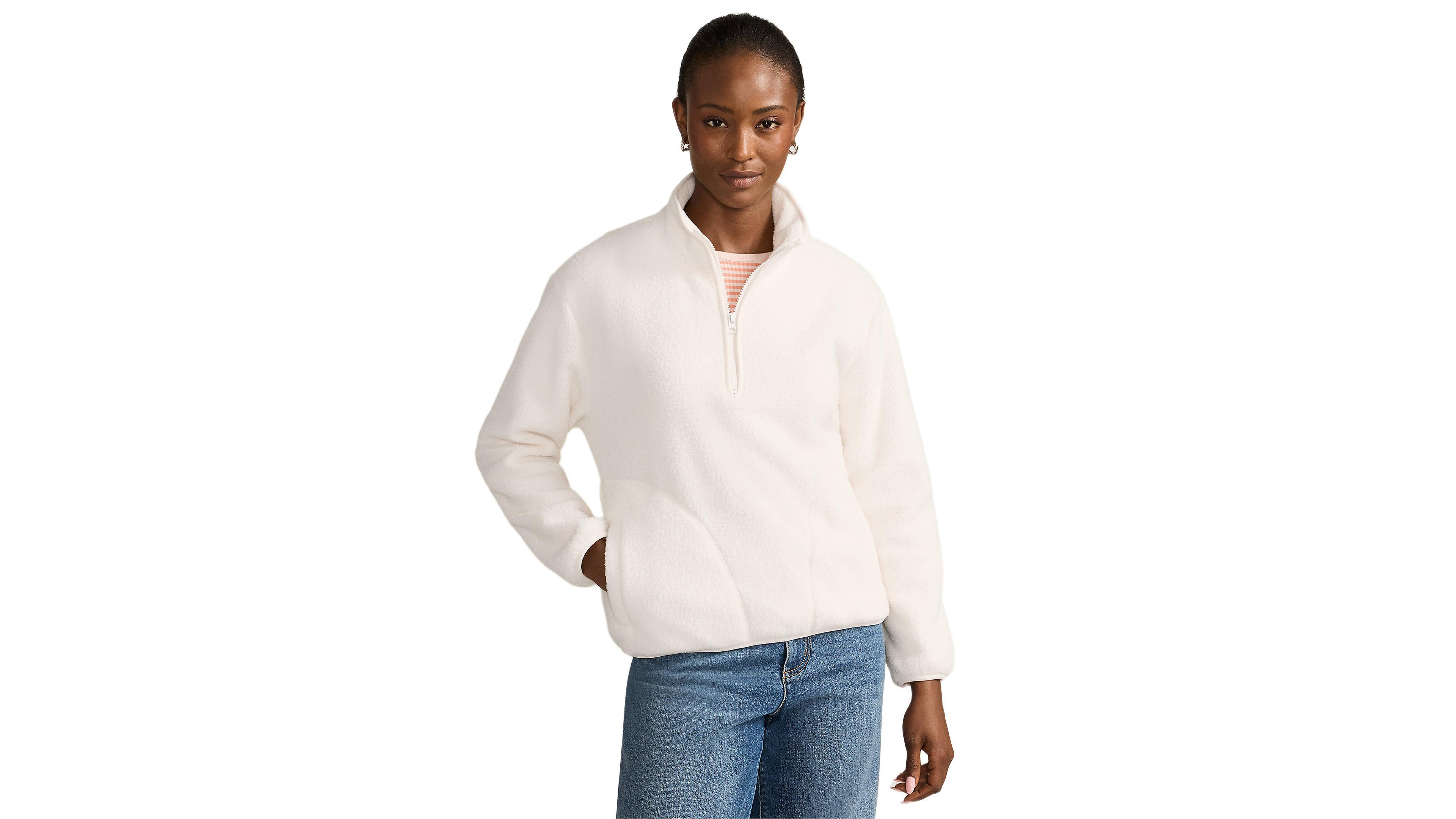 Lands' End Women's Half Zip Cozy High Pile Fleece Pullover