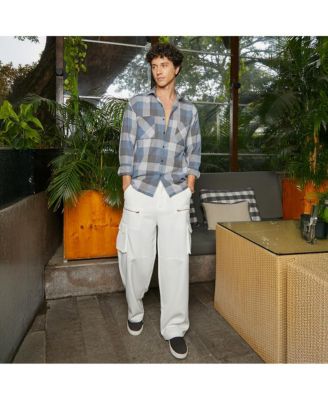 Men's Icy Blue & Ash Grey Checkered Utility Shacket