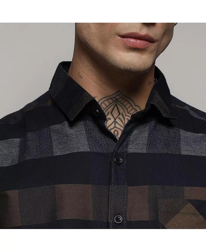 Men's Grey & Olive Green Gun Club Check Shirt - thumbnail 7