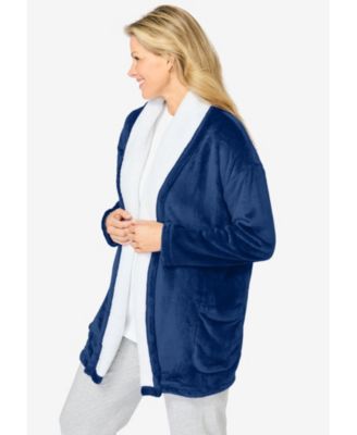 Women's Sherpa Lined Collar Microfleece Bed Jacket