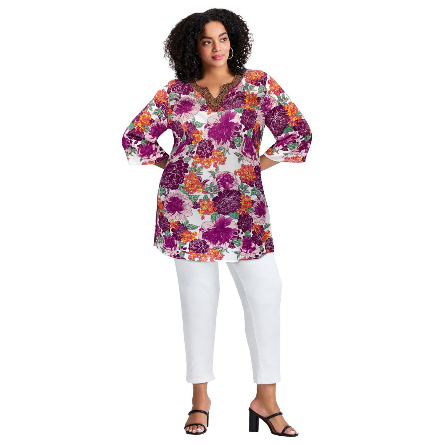 Women's Plus Size Beaded Embellishment Tunic