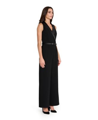 Petite Halter Tuxedo Jumpsuit