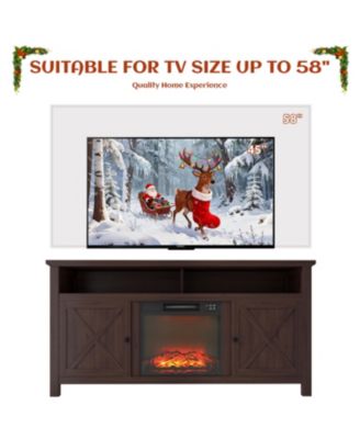 58" TV Stand with 18" Electric Fireplace - 5000 BTU, Remote Control & Overheat Protection
