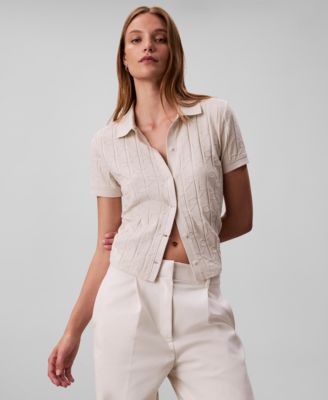 Women's Monogram Logo Jacquard Polo Top