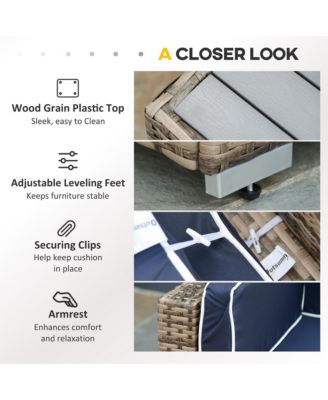 7pc Sectional Wicker Patio Furniture, Stripe,