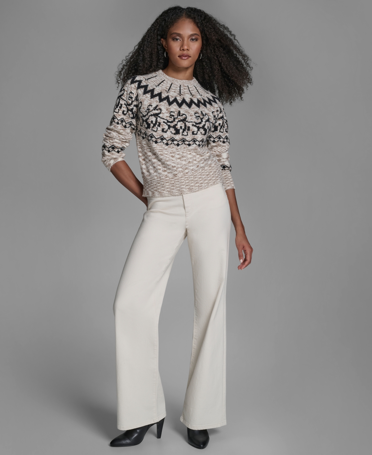 Bcbg Women's Crewneck Fair Isle Sweater