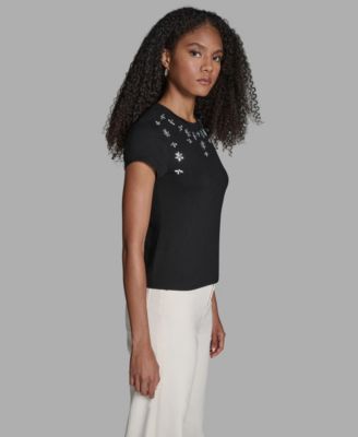 Women's Short-Sleeve Embellished T-Shirt