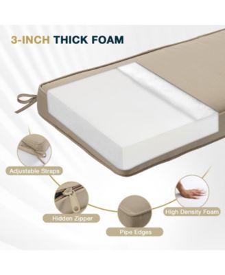 Patio Bench Cushion Outdoor Olefin Fabric Slipcover Sponge Foam 46.5” x 17.7” x 3”- Brown