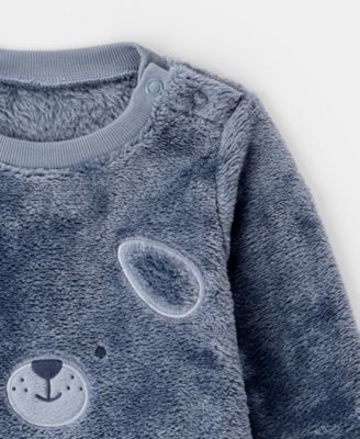 Baby Boys' Dog Velour Long-Sleeve Snug Fit Jumpsuit