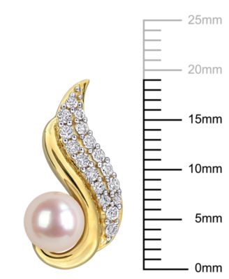 Cultured Freshwater Pearl (6-6.5mm) & White Topaz Earrings (3/4 ct. t.w.) in 18k Gold Flash Plated Sterling Silver