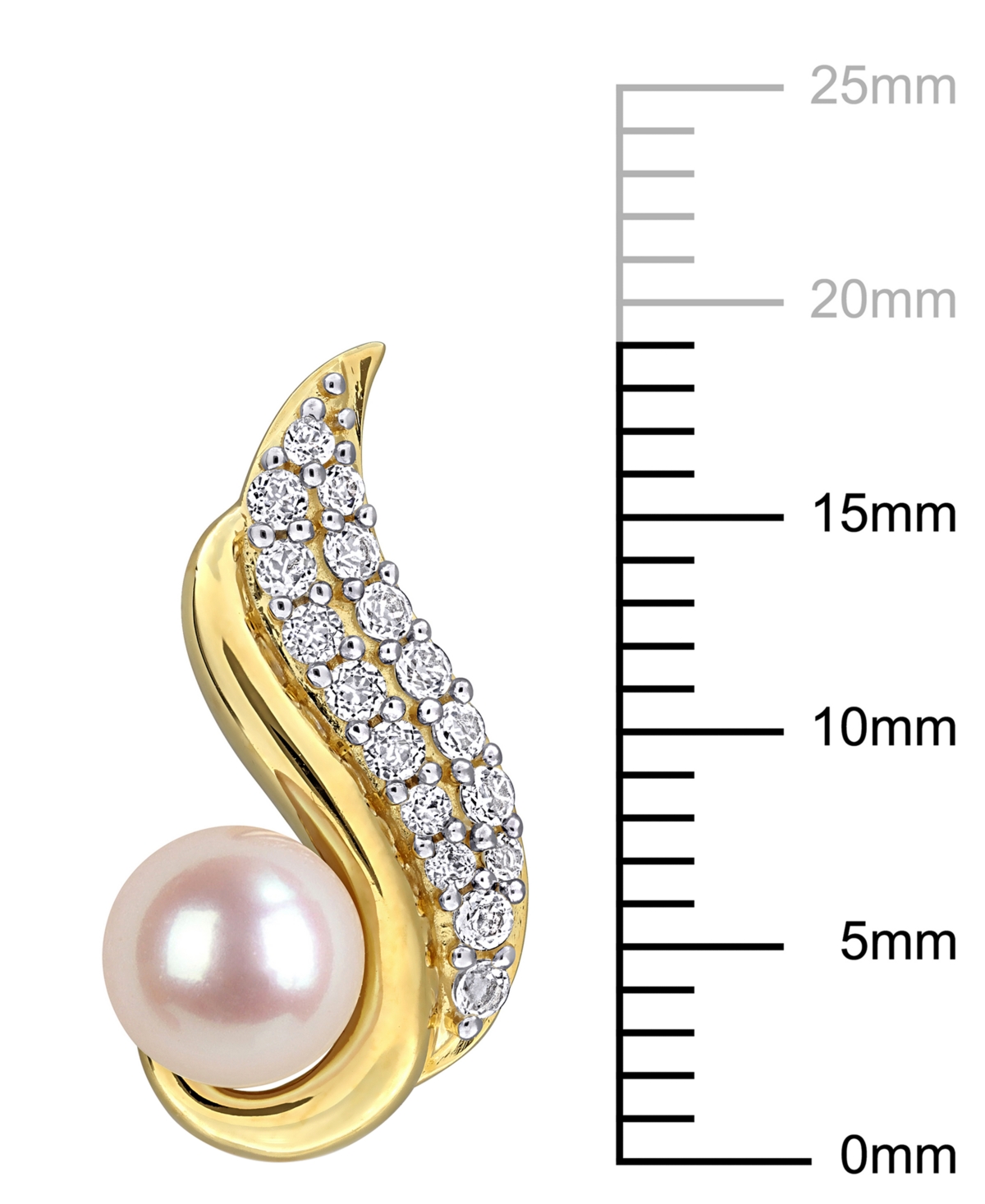 Macy's Cultured Freshwater Pearl (6-6.5mm) & White Topaz Earrings (3/4 ct. t.w.) in 18K Gold Flash Plated Sterling Silver