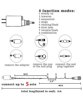 66ft Christmas String Lights 200 LED Chritsmas Tree Lights 8 Modes Multi Colored Christmas Decorative Mini Lights