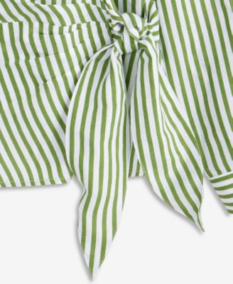 Women's Striped Collared Wrap Shirt, Macy's Exclusive