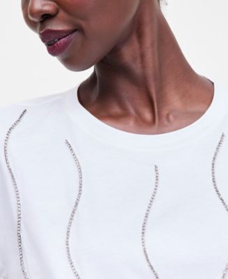 Women's Embellished Tie-Front Tee, Macy's Exclusive