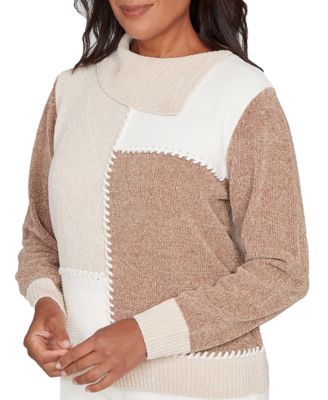 Women's Petite Vienna Color-Block Long-Sleeve Sweater