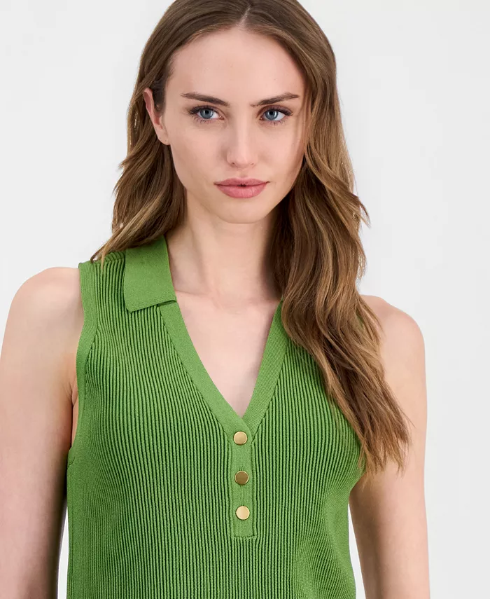 Women's Sleeveless Polo Sweater - thumbnail 3