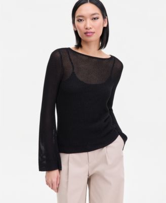 Women's Long Sleeve Open-Knit Sweater